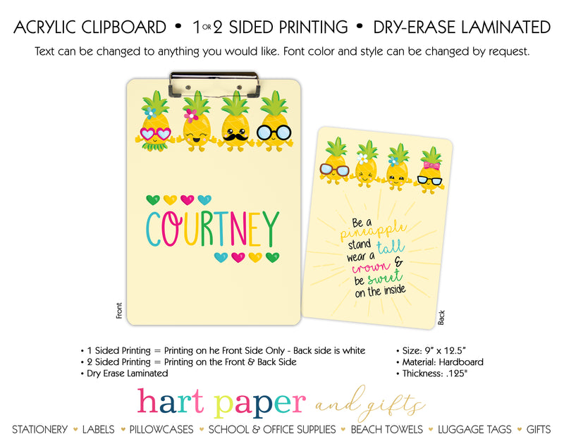 Rainbow Pineapple Personalized Clipboard School & Office Supplies - Everything Nice