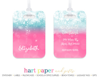Blue & Pink Sparkles Luggage Bag Tag School & Office Supplies - Everything Nice