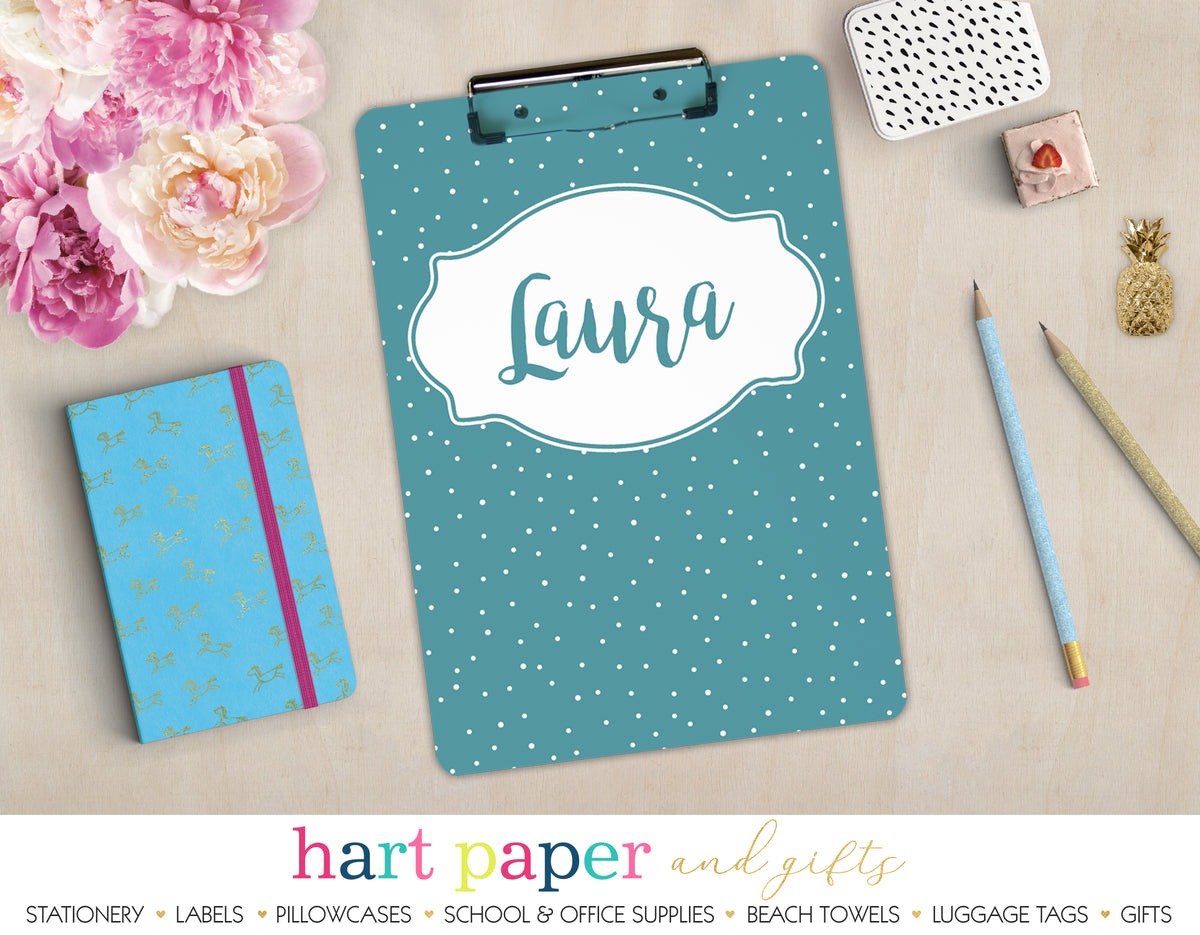 Blue Polka Dot Personalized Clipboard School & Office Supplies - Everything Nice