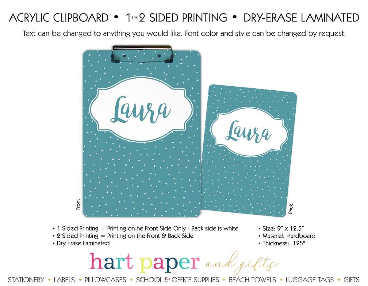 Blue Polka Dot Personalized Clipboard School & Office Supplies - Everything Nice