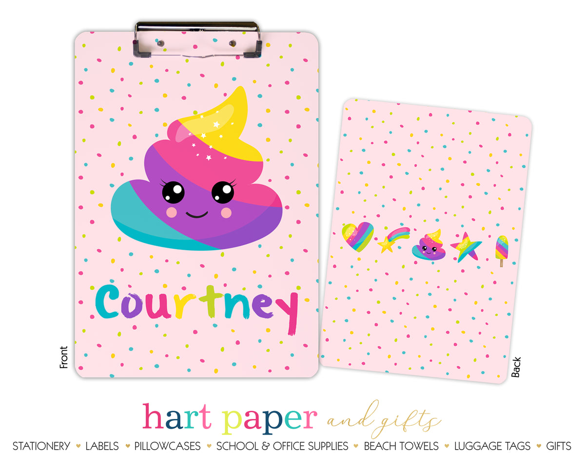 Rainbow Poop Emoji Personalized Clipboard School & Office Supplies - Everything Nice