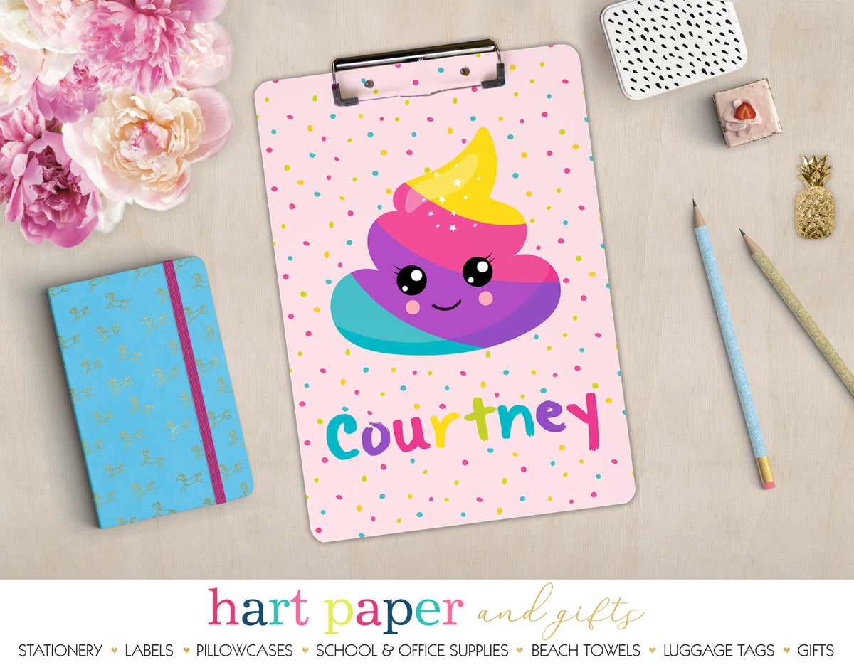 Rainbow Poop Emoji Personalized Clipboard School & Office Supplies - Everything Nice