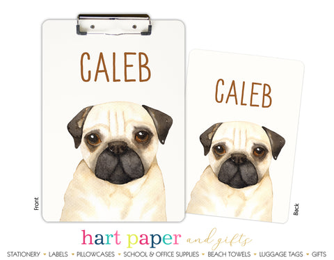 Pug Dog Personalized Clipboard School & Office Supplies - Everything Nice