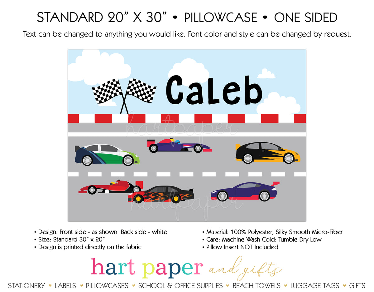 Race Cars Personalized Pillowcase Pillowcases - Everything Nice
