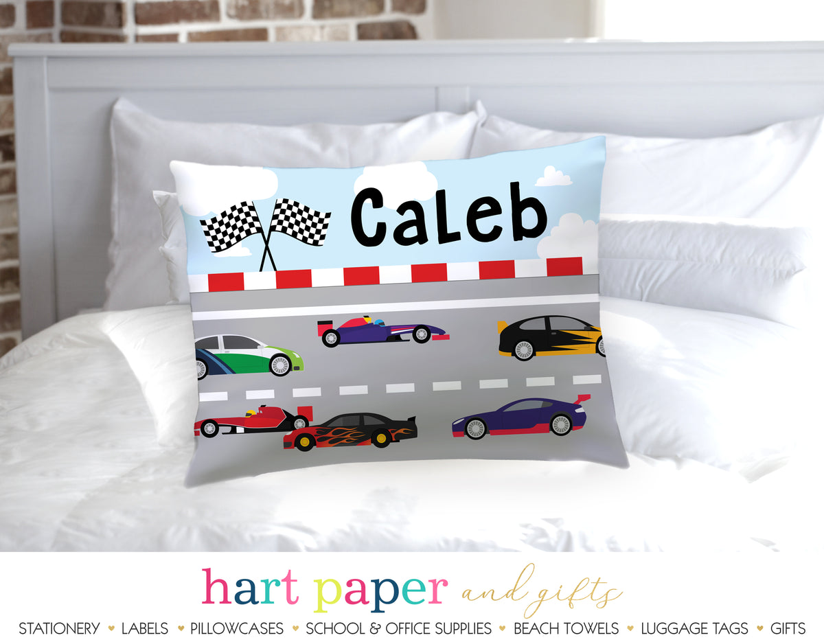 Race Cars Personalized Pillowcase Pillowcases - Everything Nice
