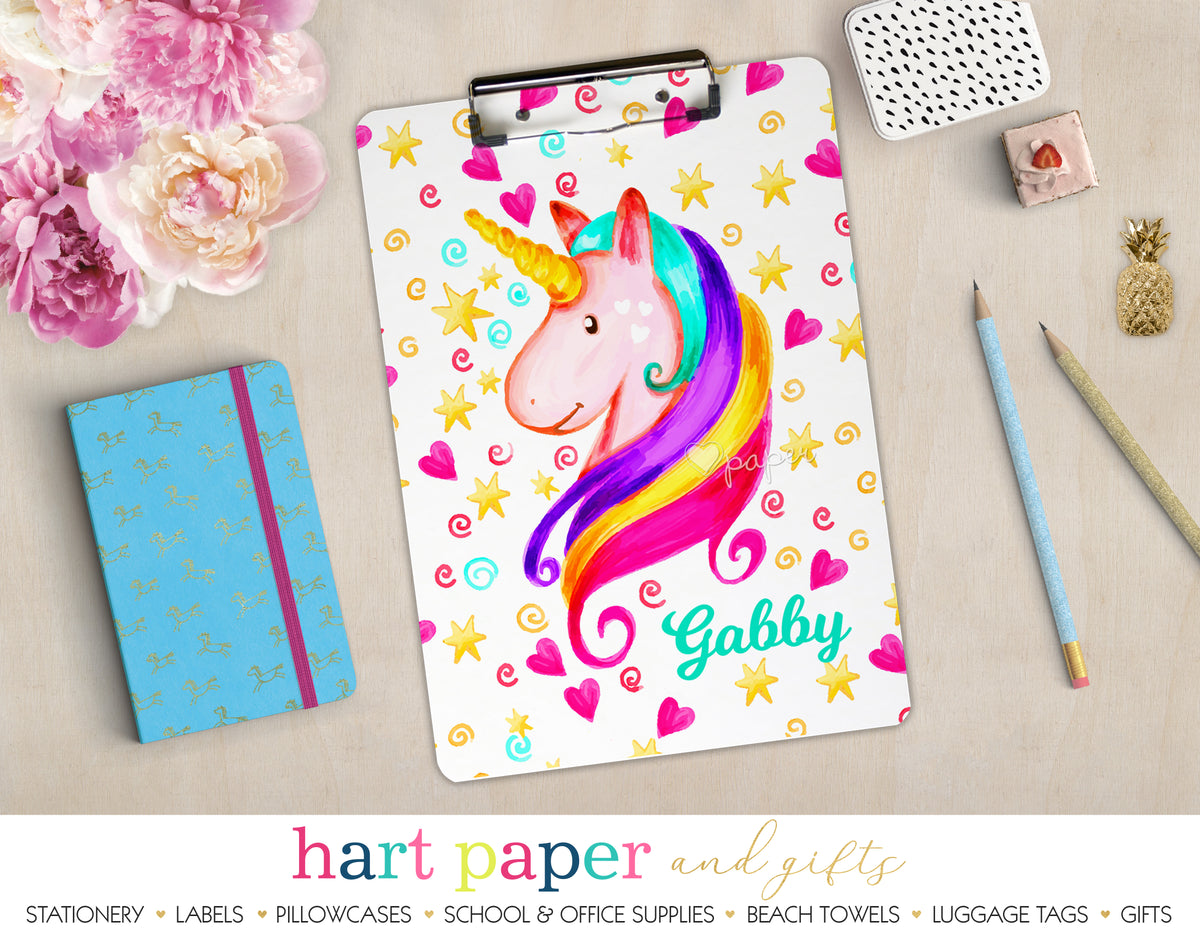 Rainbow Unicorn d Personalized Clipboard School & Office Supplies - Everything Nice