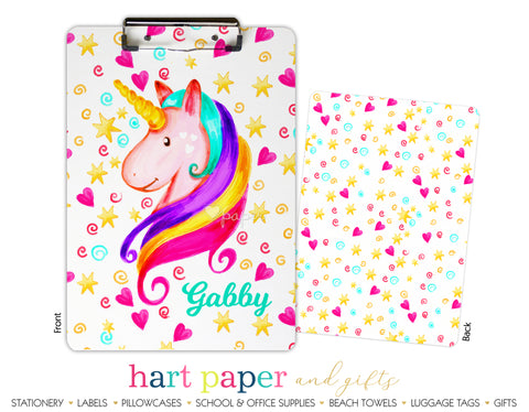 Rainbow Unicorn d Personalized Clipboard School & Office Supplies - Everything Nice