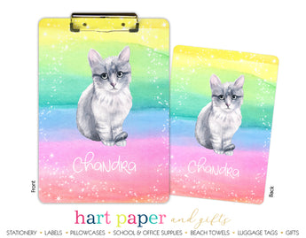Rainbow Cat Kitten Personalized Clipboard School & Office Supplies - Everything Nice