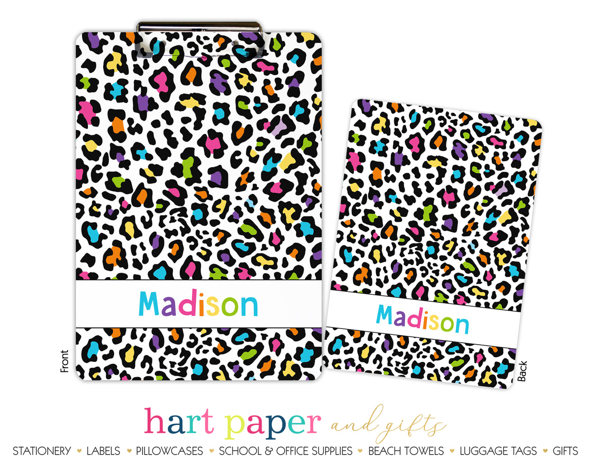 Rainbow Cheetah Print Personalized Clipboard School & Office Supplies - Everything Nice