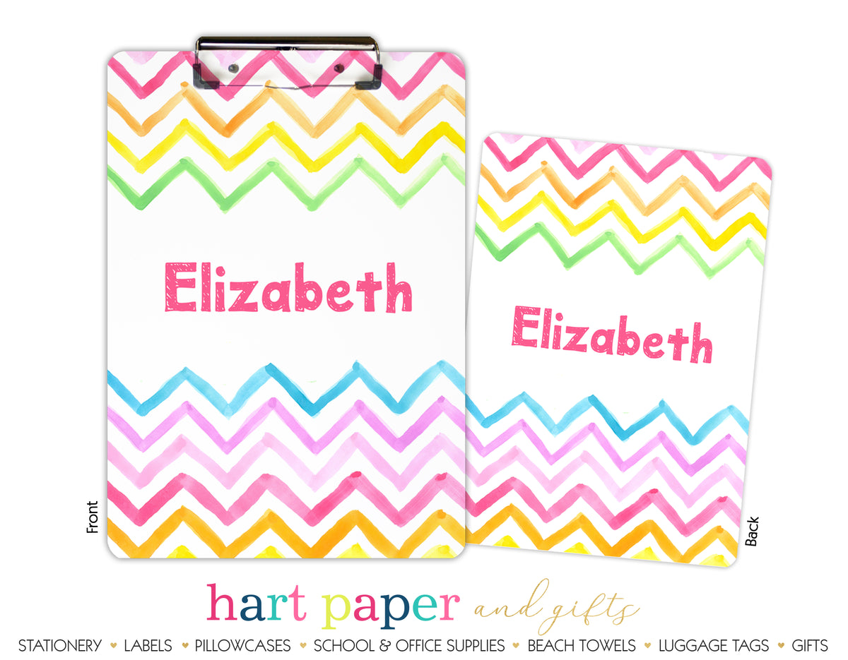 Rainbow Chevron Personalized Clipboard School & Office Supplies - Everything Nice