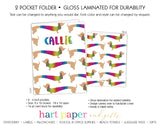 Dachshund Dog Doxie Rainbow Personalized 2-Pocket Folder School & Office Supplies - Everything Nice