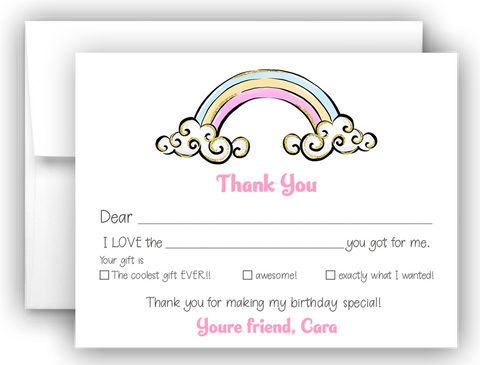 Rainbow Thank You Cards Note Card Stationery •  Fill In the Blank Stationery Thank You Cards - Everything Nice
