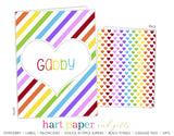 Rainbow Stripes & Hearts Personalized 2-Pocket Folder School & Office Supplies - Everything Nice