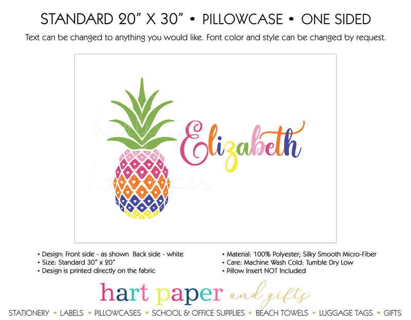 Rainbow Pineapple Personalized Pillowcase Pillowcases - Everything Nice