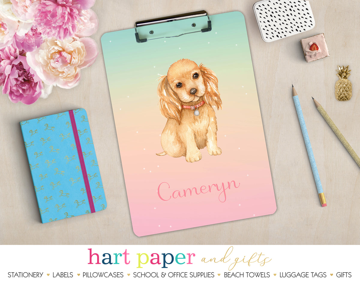 Rainbow Dog Puppy Personalized Clipboard School & Office Supplies - Everything Nice