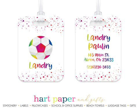 Rainbow Soccer Ball Luggage Bag Tag School & Office Supplies - Everything Nice