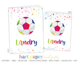 Rainbow Soccer Ball Personalized 2-Pocket Folder School & Office Supplies - Everything Nice