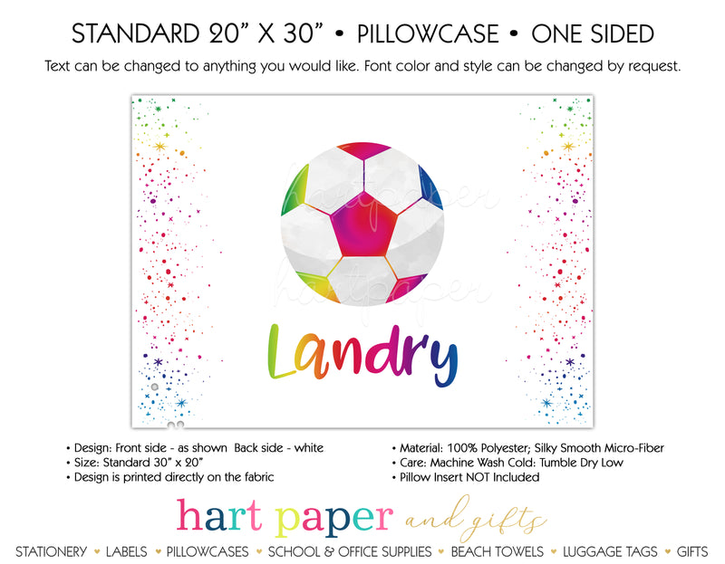 Rainbow Soccer Ball Personalized Pillowcase Pillowcases - Everything Nice
