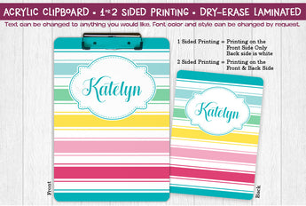 Rainbow Stripes b Personalized Clipboard School & Office Supplies - Everything Nice