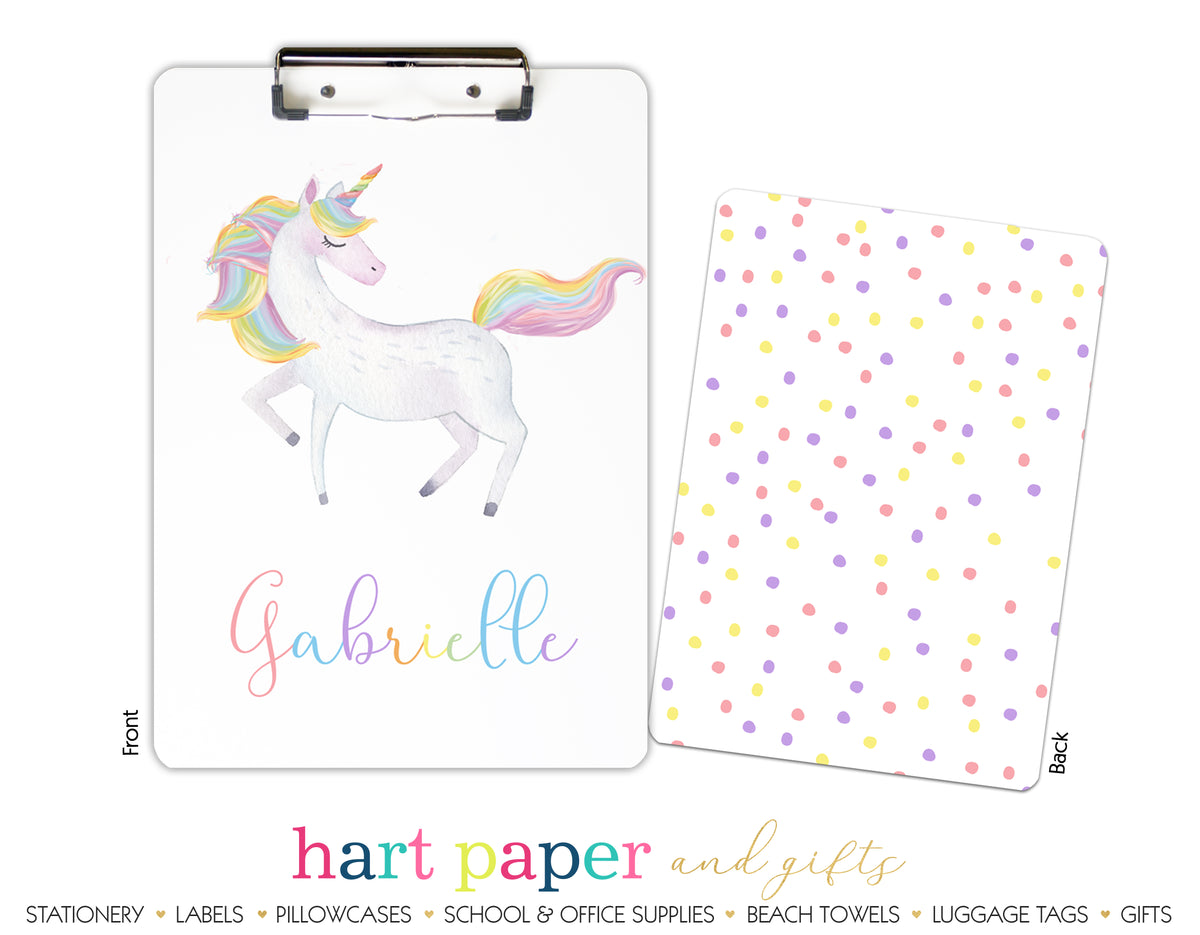 Rainbow Unicorn Personalized Clipboard School & Office Supplies - Everything Nice