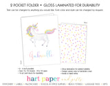 Rainbow Unicorn Personalized 2-Pocket Folder School & Office Supplies - Everything Nice