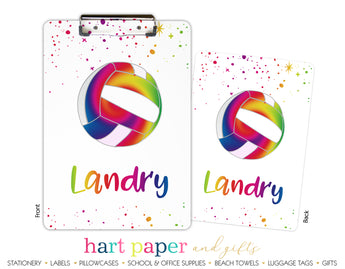 Rainbow Volleyball Personalized Clipboard School & Office Supplies - Everything Nice