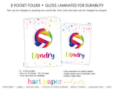 Rainbow Volleyball Ball Personalized 2-Pocket Folder School & Office Supplies - Everything Nice