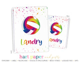 Rainbow Volleyball Personalized Notebook or Sketchbook School & Office Supplies - Everything Nice