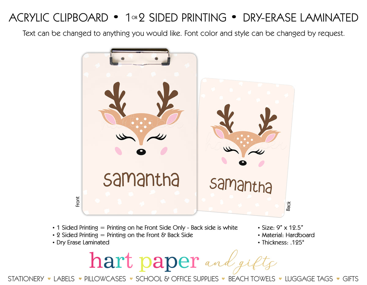 Deer Reindeer Personalized Clipboard School & Office Supplies - Everything Nice