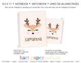 Reindeer Deer Personalized Notebook or Sketchbook School & Office Supplies - Everything Nice