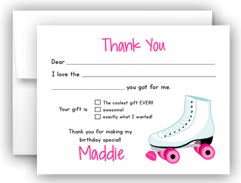 Roller Skate Thank You Cards Note Card Stationery •  Fill In the Blank Stationery Thank You Cards - Everything Nice