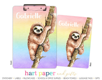 Rainbow Sloth Personalized Clipboard School & Office Supplies - Everything Nice