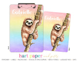 Rainbow Sloth Personalized Clipboard School & Office Supplies - Everything Nice
