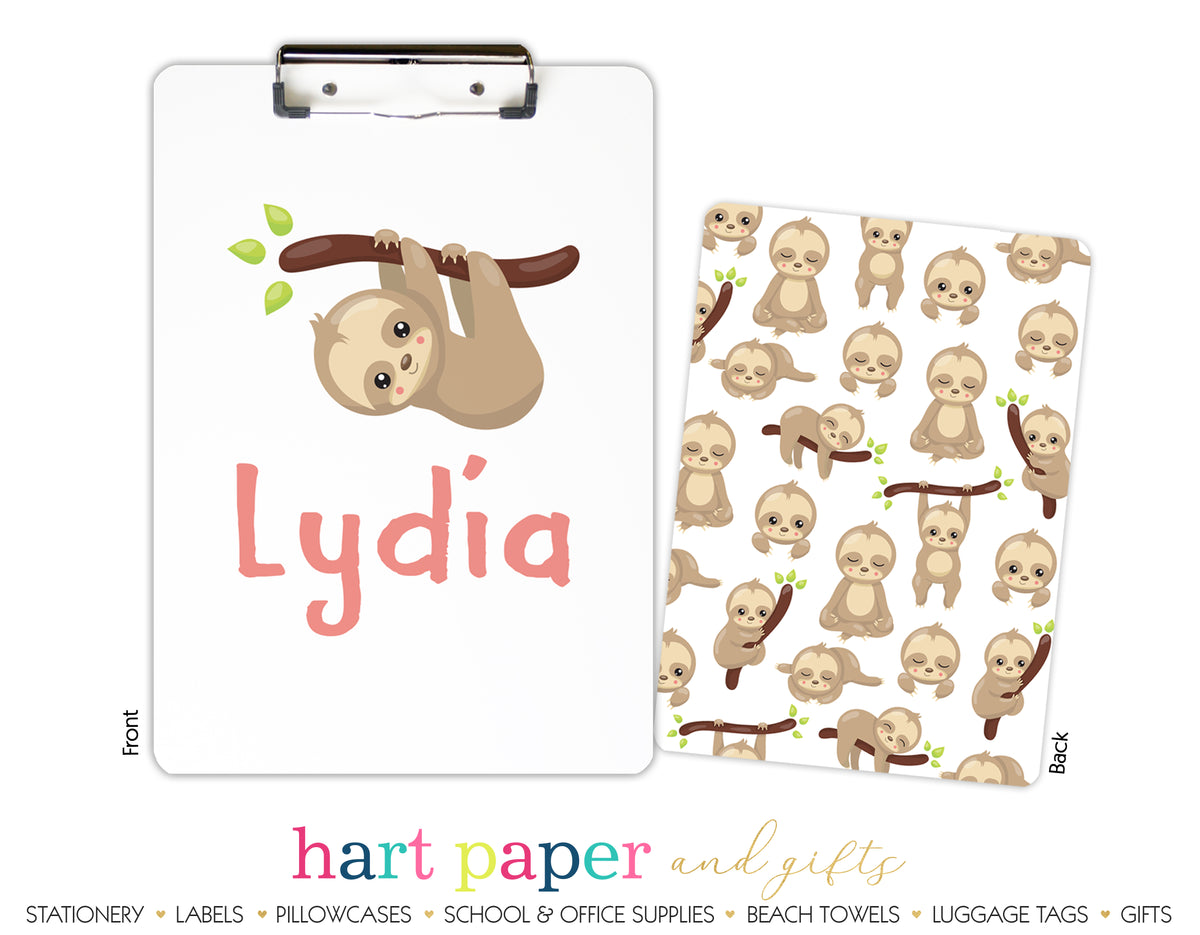 Sloth Personalized Clipboard School & Office Supplies - Everything Nice