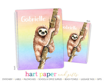 Rainbow Sloth Personalized Notebook or Sketchbook School & Office Supplies - Everything Nice
