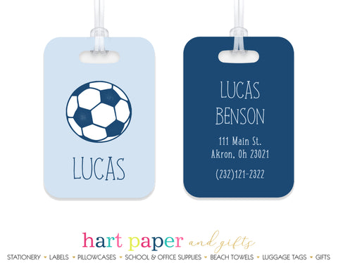 Blue Soccer Ball Luggage Bag Tag School & Office Supplies - Everything Nice