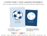 Blue Soccer Ball Personalized 2-Pocket Folder School & Office Supplies - Everything Nice