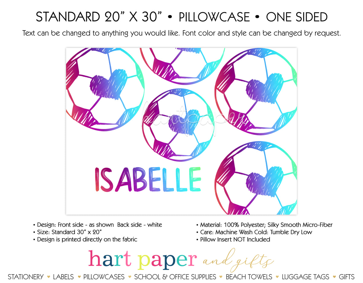 Rainbow Heart Soccer Ball Personalized Pillowcase Pillowcases - Everything Nice