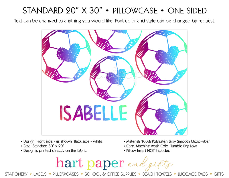 Rainbow Heart Soccer Ball Personalized Pillowcase Pillowcases - Everything Nice