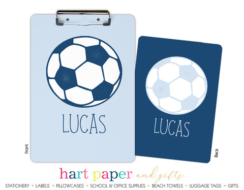 Blue Soccer Ball Personalized Clipboard School & Office Supplies - Everything Nice