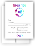 Heart Soccer Ball Thank You Cards Note Card Stationery •  Fill In the Blank Stationery Thank You Cards - Everything Nice