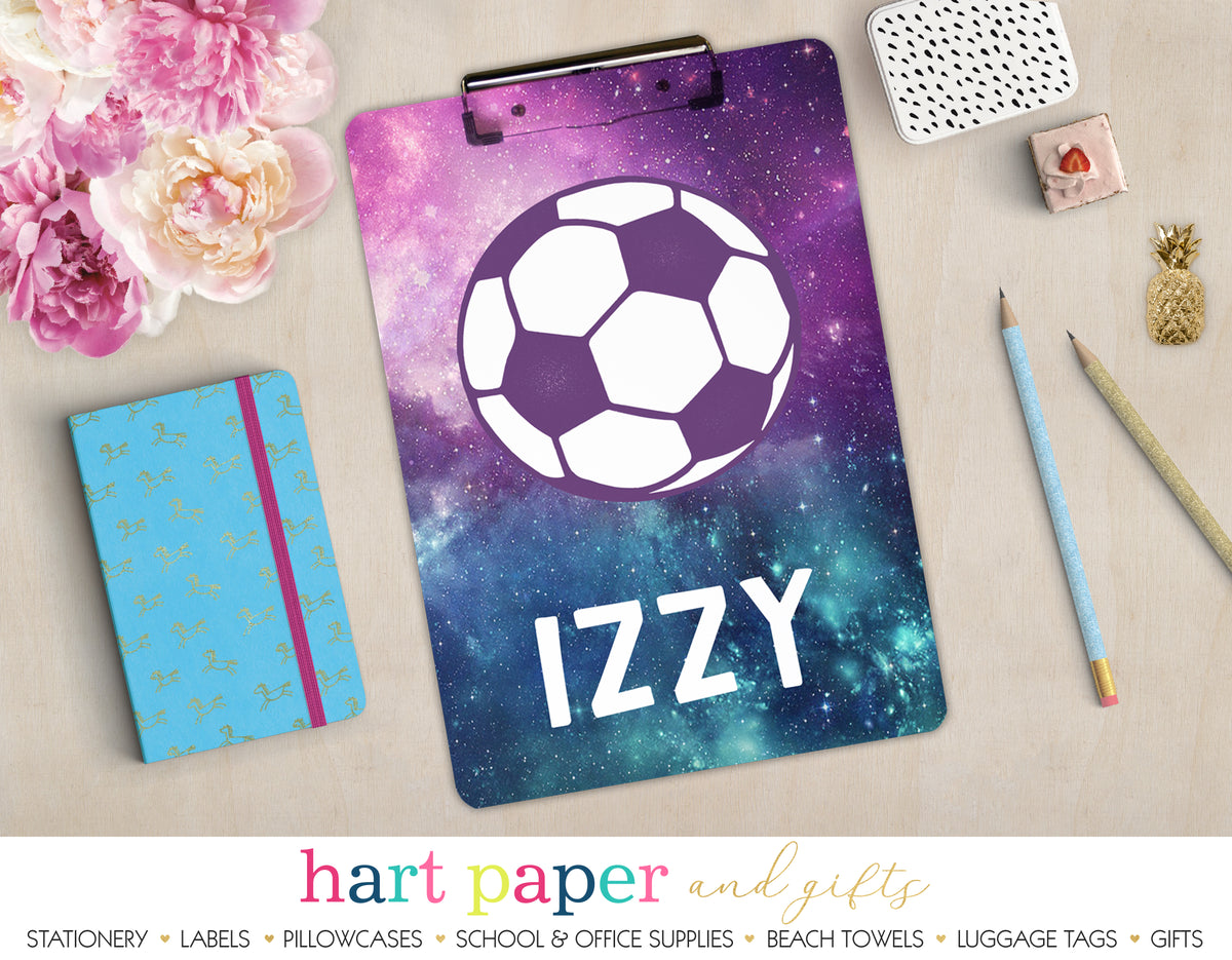 Galaxy Soccer Ball Personalized Clipboard School & Office Supplies - Everything Nice