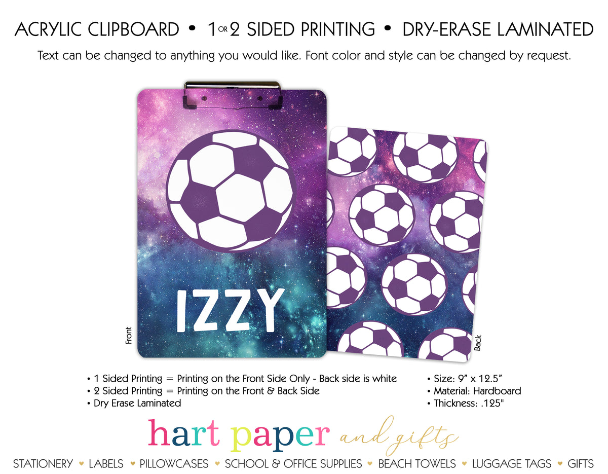 Galaxy Soccer Ball Personalized Clipboard School & Office Supplies - Everything Nice