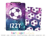 Galaxy Soccer Ball Personalized Clipboard School & Office Supplies - Everything Nice