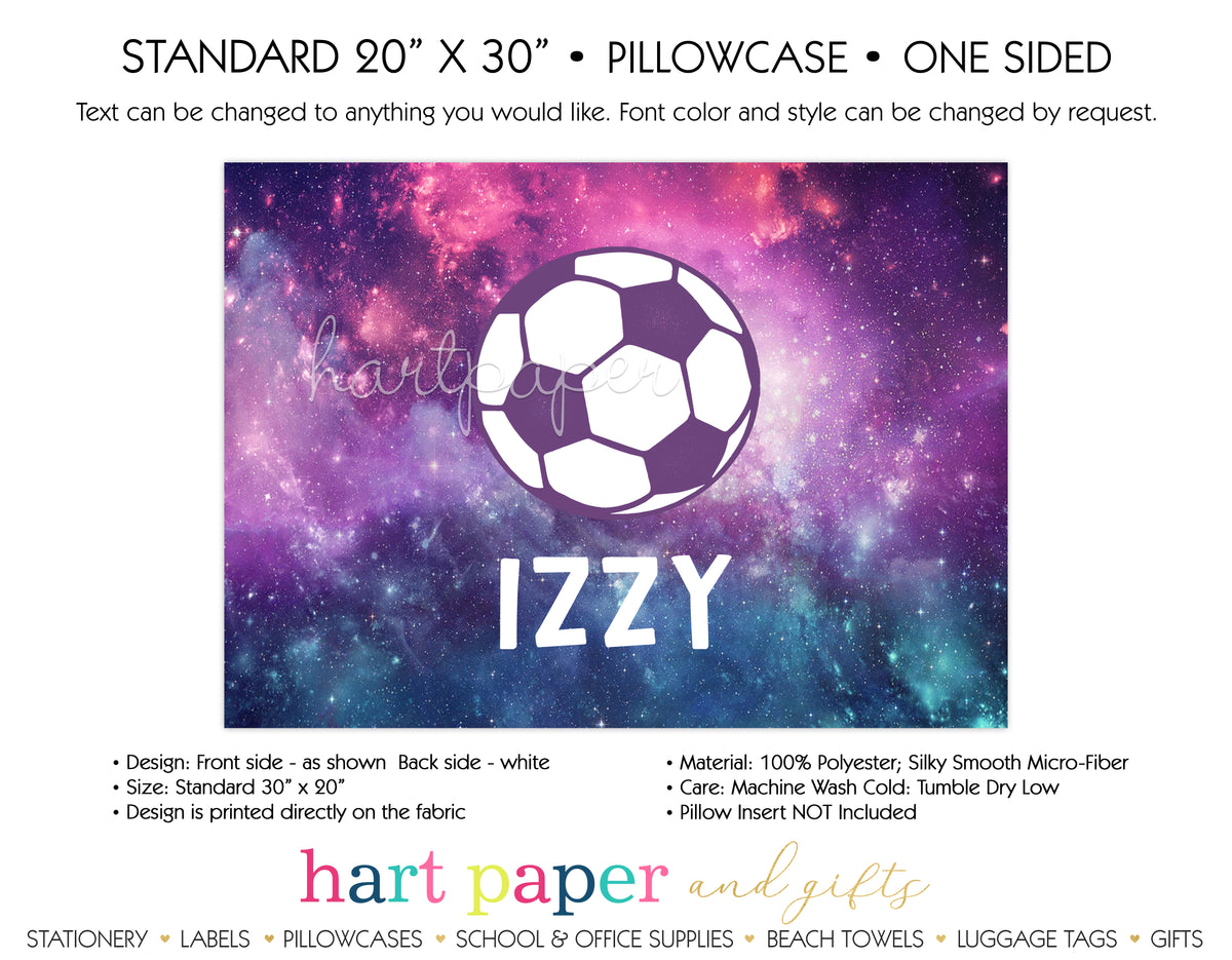 Galaxy Soccer Ball Personalized Pillowcase Pillowcases - Everything Nice