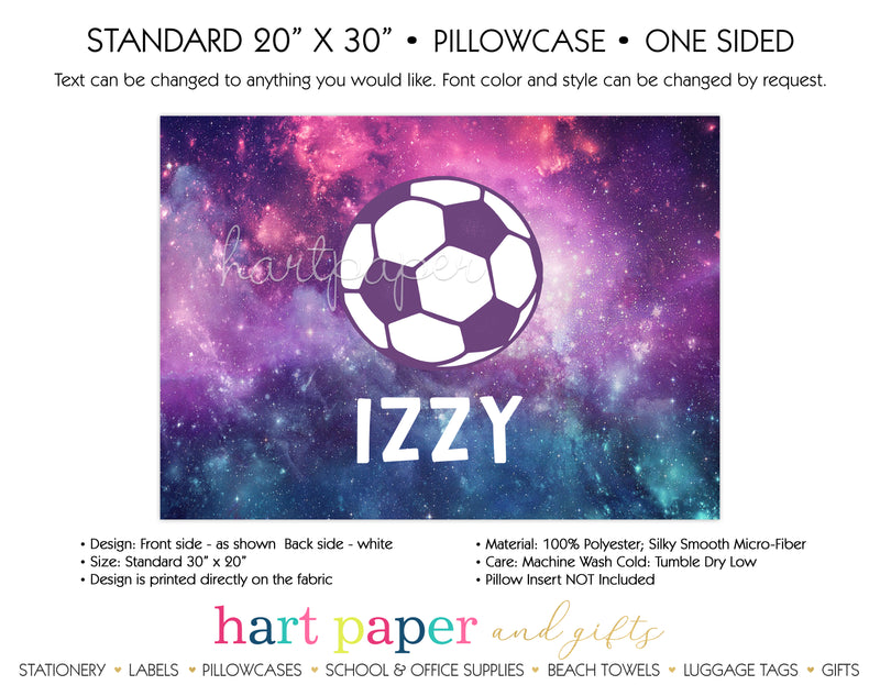 Galaxy Soccer Ball Personalized Pillowcase Pillowcases - Everything Nice