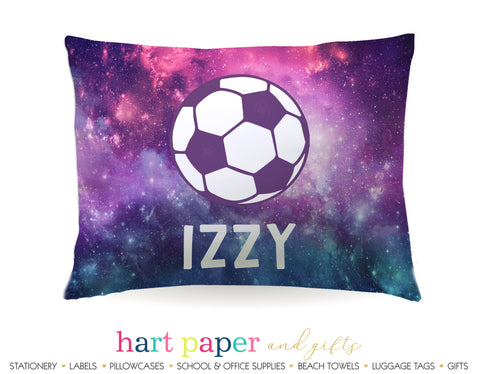 Galaxy Soccer Ball Personalized Pillowcase Pillowcases - Everything Nice