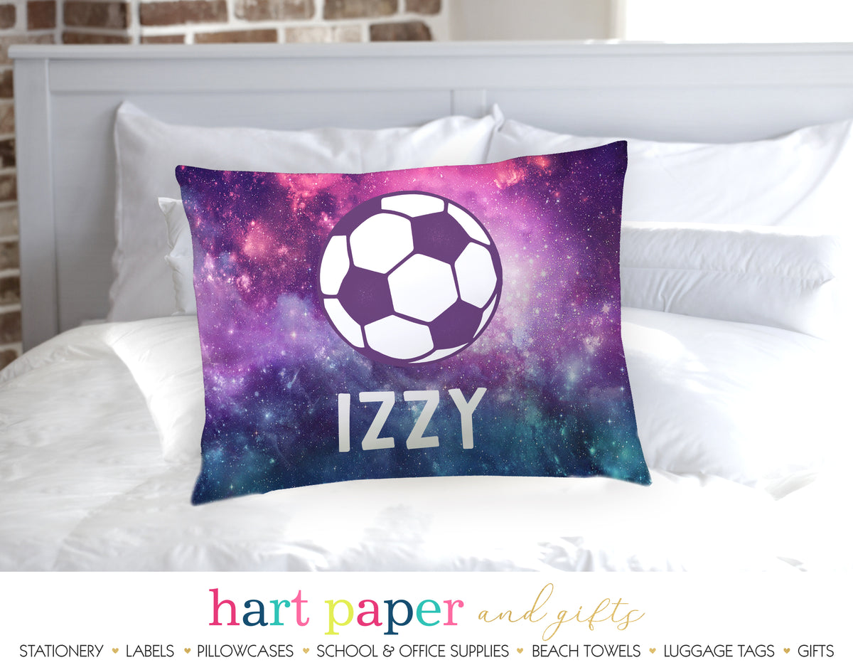 Galaxy Soccer Ball Personalized Pillowcase Pillowcases - Everything Nice