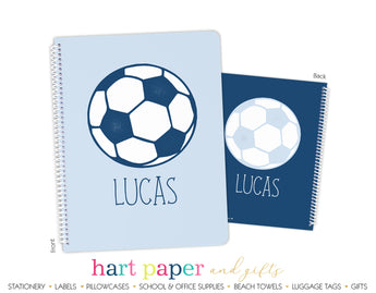 Blue Soccer Ball Personalized Notebook or Sketchbook School & Office Supplies - Everything Nice