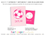Hot Pink Soccer Ball Personalized Notebook or Sketchbook School & Office Supplies - Everything Nice